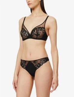 Simone Perele Saga Stretch-tulle Underwired Half-cup Bra -Mode Charm Shop 1054 3001897 15C319 016BLACK ALT01