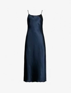 Vince Sleeveless Satin Slip Midi Dress
