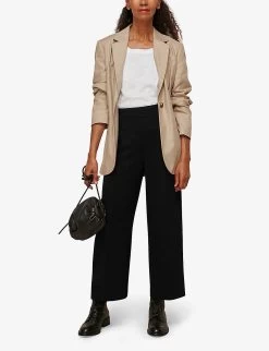 Whistles High-rise Cropped Crepe Trousers -Mode Charm Shop R03668659 BLACK ALT01