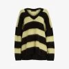 AllSaints Lou Striped-print V-neck Knitted Jumper -Mode Charm Shop R03751594 BLACKPISTACHI M