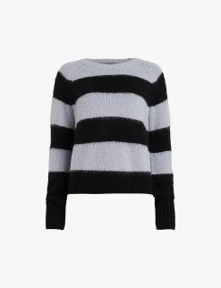 AllSaints Lou Striped-print Crewneck Jumper
