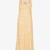 Whistles Safari-print Satin Midi Dress -Mode Charm Shop R03776759 YELLOW M