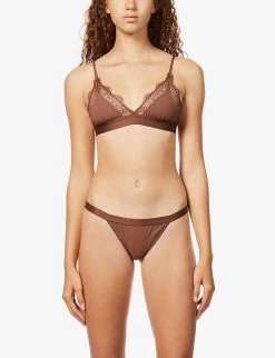 Love Stories Love Lace Recycled-polyamide-blend Bralette -Mode Charm Shop R03813469 DARKBROWN ALT02