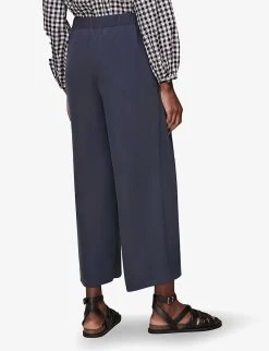 Whistles Wide-leg High-rise Crepe Trousers -Mode Charm Shop R03814834 NAVY ALT02