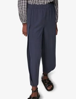 Whistles Wide-leg High-rise Crepe Trousers -Mode Charm Shop R03814834 NAVY ALT04