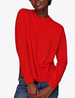 Whistles Round-neck Cashmere Jumper -Mode Charm Shop R03833330 RED ALT05