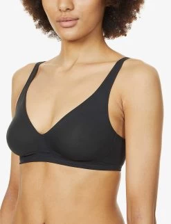 Wacoal Accord Soft-cup Stretch-jersey Triangle Bra -Mode Charm Shop R03841434 BLACK ALT04