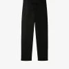 Tie-waist Tapered-leg Linen Trousers -Mode Charm Shop R03842874 BLACK M