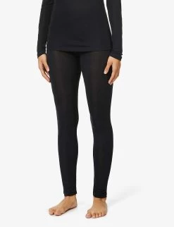 HANRO Pure Silk High-rise Silk-knit Leggings -Mode Charm Shop R03848695 BLACK ALT02