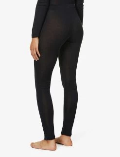 HANRO Pure Silk High-rise Silk-knit Leggings -Mode Charm Shop R03848695 BLACK ALT03
