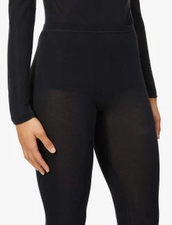 HANRO Pure Silk High-rise Silk-knit Leggings -Mode Charm Shop R03848695 BLACK ALT04