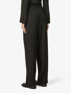 Gelso Pleated Tapered High-rise Woven Trousers -Mode Charm Shop R03852586 BLACK ALT03