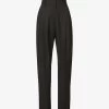 Gelso Pleated Tapered High-rise Woven Trousers -Mode Charm Shop R03852586 BLACK M