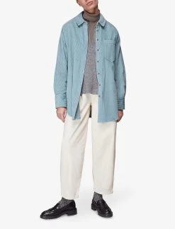 Whistles Lucie Oversized Organic-cotton Corduroy Shirt -Mode Charm Shop R03865769 BLUE ALT01
