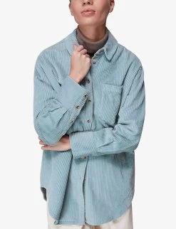 Whistles Lucie Oversized Organic-cotton Corduroy Shirt -Mode Charm Shop R03865769 BLUE ALT02