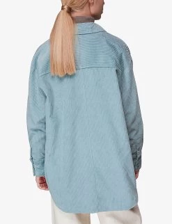 Whistles Lucie Oversized Organic-cotton Corduroy Shirt -Mode Charm Shop R03865769 BLUE ALT03