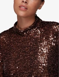 Whistles High-neck Sequin Woven Blouse 11 Whistles High-neck Sequin Woven Blouse -Mode Charm Shop R03875868 BROWN ALT04