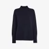 Whistles High V-neck Merino-wool Jumper -Mode Charm Shop R03877030 NAVY M