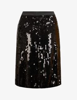 Pre-loved Gerard Darel Sequin-embellished Midi Skirt -Mode Charm Shop R03886681 BLACK ALT01