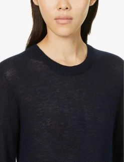Joseph Cashair Round-neck Cashmere Jumper -Mode Charm Shop R03900698 NAVY ALT04