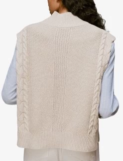 Whistles Sleeveless Cable Cotton And Wool Blend Jumper -Mode Charm Shop R03904114 ALT03