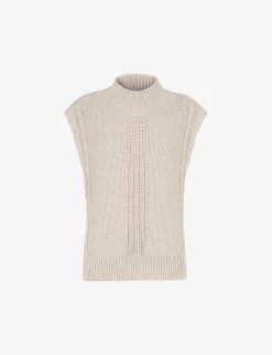 Whistles Sleeveless Cable Cotton And Wool Blend Jumper