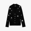 Zadig & Voltaire Mirka Star-pattern Cashmere Cardigan -Mode Charm Shop R03910123 NOIR M