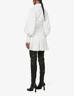 Oversized-collar Crepe Mini Dress -Mode Charm Shop R03913527 WHITE ALT03