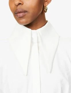 Oversized-collar Crepe Mini Dress -Mode Charm Shop R03913527 WHITE ALT04