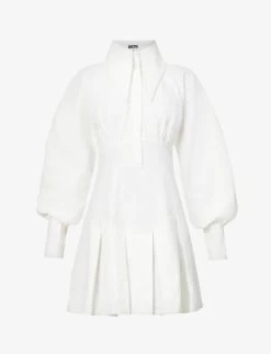 Oversized-collar Crepe Mini Dress