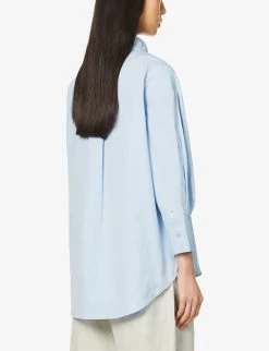 ANINE BING Mika Relaxed-fit Cotton Shirt -Mode Charm Shop R03927569 BLUE ALT03