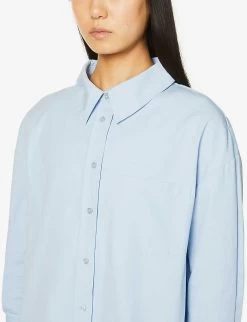ANINE BING Mika Relaxed-fit Cotton Shirt -Mode Charm Shop R03927569 BLUE ALT04