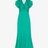 Whistles Adeline Frilled-trimmed Woven Midi Dress -Mode Charm Shop R03933335 GREEN M