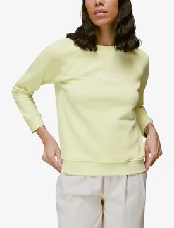 Whistles Voila-embroidered Cotton Sweatshirt -Mode Charm Shop R03936184 LIME ALT02