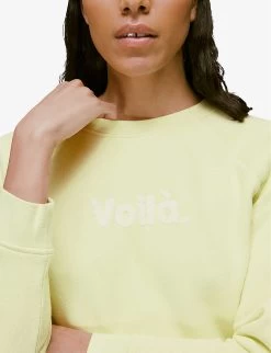 Whistles Voila-embroidered Cotton Sweatshirt -Mode Charm Shop R03936184 LIME ALT04