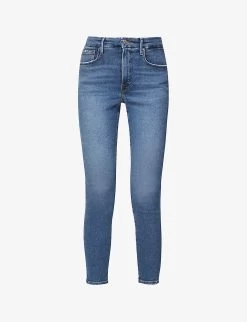 GOOD AMERICAN Good Legs Cropped Slim-leg Mid-rise Stretch-denim Jeans