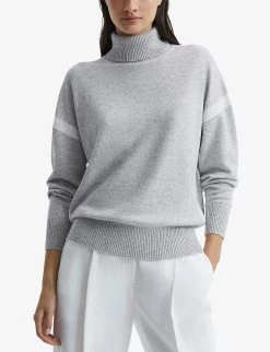 Reiss Nova Colour-block Knitted Wool-blend Jumper -Mode Charm Shop R03942171 CREAMGREY ALT02