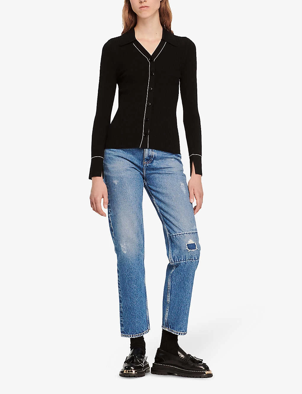 Sandro Gab Ribbed Fine-knit Ribbed Cardigan 4 Sandro Gab Ribbed Fine-knit Ribbed Cardigan - Image 2