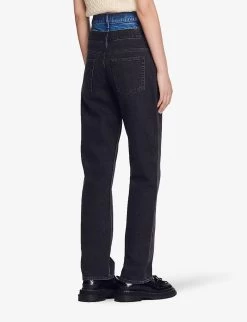 Sandro Kitty Trompe L'œil High-rise Mom Jeans -Mode Charm Shop R03948078 NOIRGRIS ALT03
