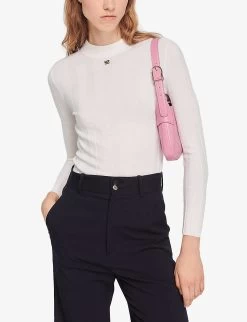 Sandro Fuji Logo-embossed Knit Top -Mode Charm Shop R03948109 NATURELS ALT02