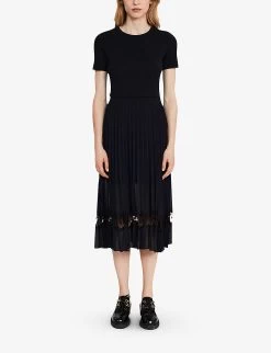 CLAUDIE PIERLOT Teli Pleated-petticoat Cotton Midi Dress 9 CLAUDIE PIERLOT Teli Pleated-petticoat Cotton Midi Dress -Mode Charm Shop R03949249 DIVERS ALT02