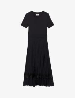 CLAUDIE PIERLOT Teli Pleated-petticoat Cotton Midi Dress