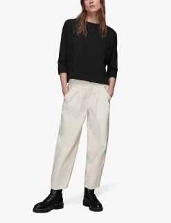 Whistles Relaxed-fit Patch-pocket Cotton-jersey T-shirt -Mode Charm Shop R03959798 BLACK ALT01