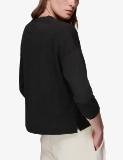 Whistles Relaxed-fit Patch-pocket Cotton-jersey T-shirt -Mode Charm Shop R03959798 BLACK ALT03