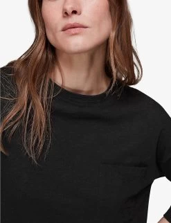 Whistles Relaxed-fit Patch-pocket Cotton-jersey T-shirt -Mode Charm Shop R03959798 BLACK ALT05