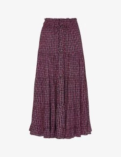Whistles Twist Polka-dot Woven Midi Skirt