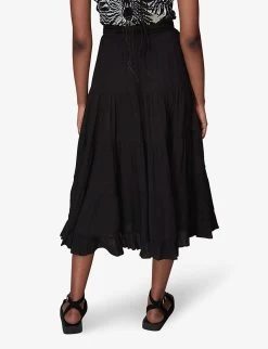 Whistles Crinkled Woven Midi Skirt -Mode Charm Shop R03968983 BLACK ALT03