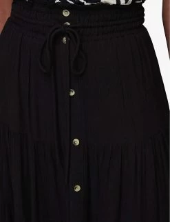 Whistles Crinkled Woven Midi Skirt -Mode Charm Shop R03968983 BLACK ALT04