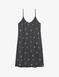 Floral Leaf-print Lace-trim Stretch-jersey Nightdress