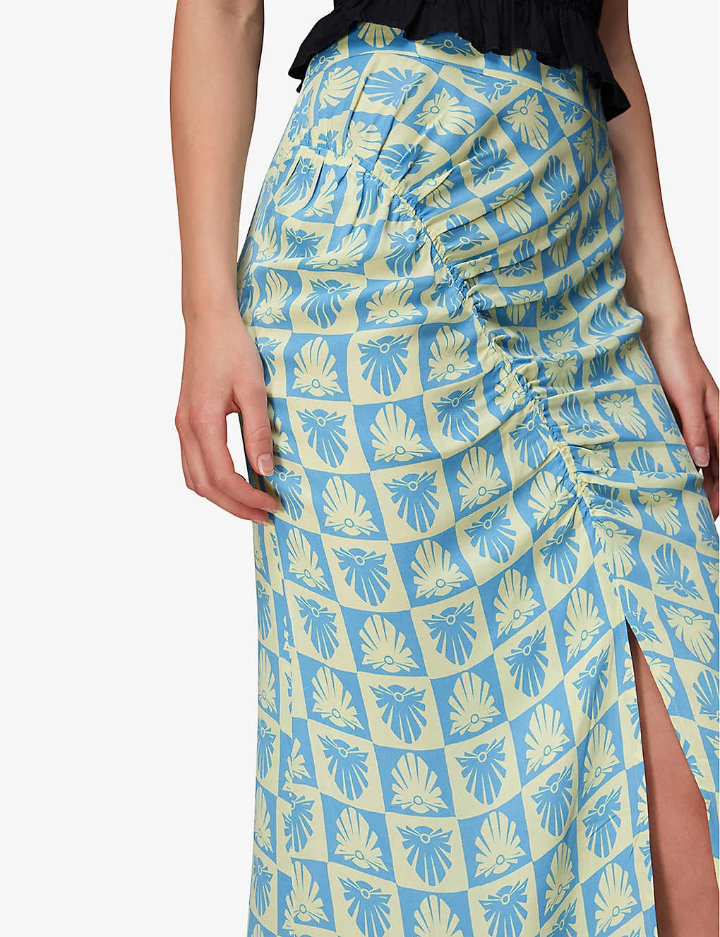 Whistles Cleo Ruched Detail Woven Midi Skirt 5 Whistles Cleo Ruched Detail Woven Midi Skirt - Image 3